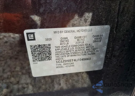 2020 Chevrolet Malibu Lt из США, поврежденный, VIN 1G1ZD5ST4LF045663